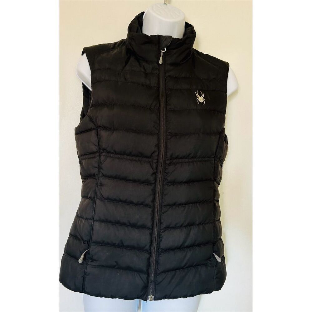 Spyder Women's Black Puffer Down Vest Size S Winter Casual Zip Pockets